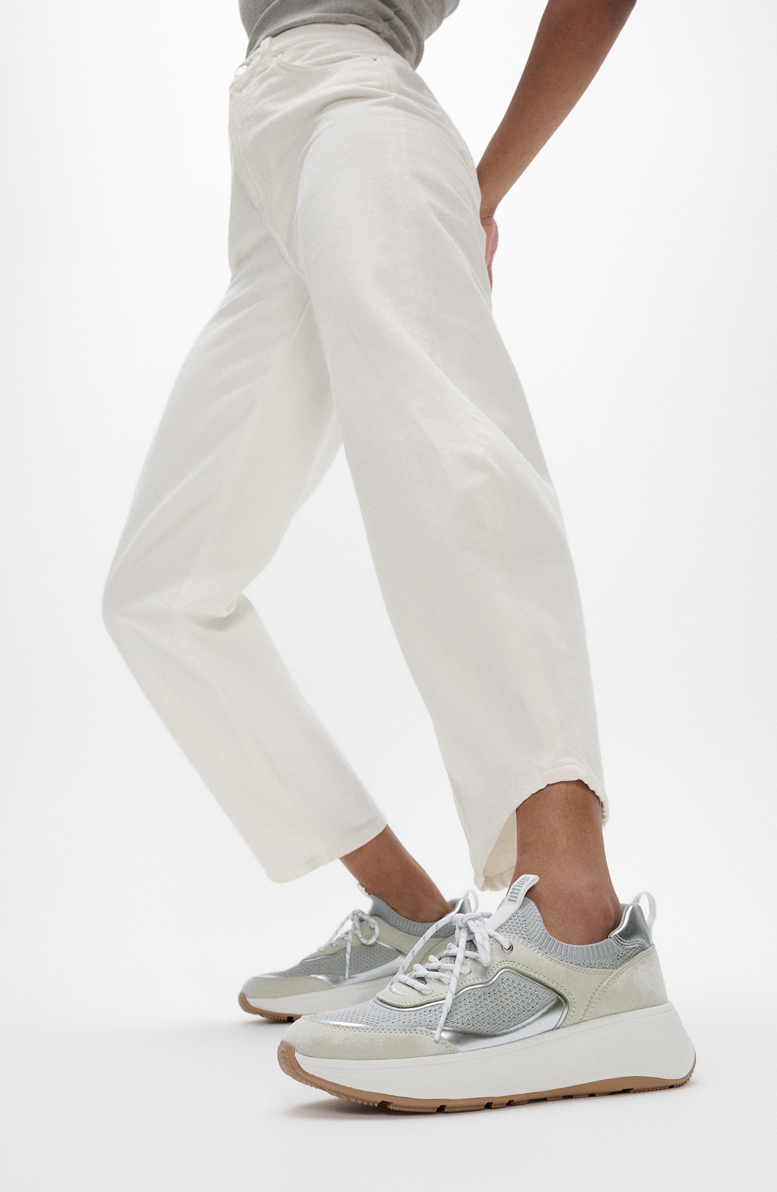 FitFlop F-Mode Sneaker, Alternate, color, Urban White/ French Grey