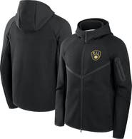 Nike Men's Nike Black Milwaukee Brewers Tech Fleece Raglan Full-Zip Windrunner Hoodie