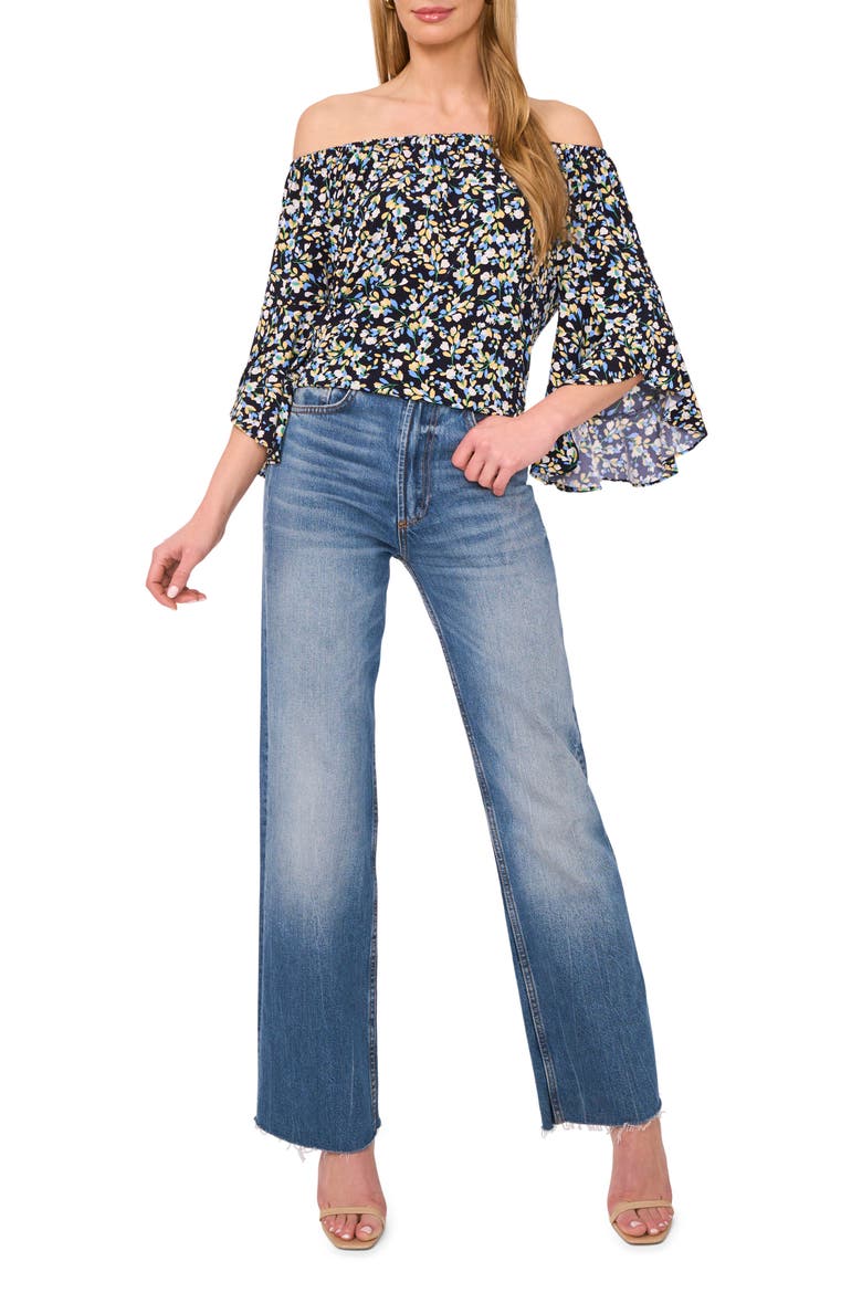 Off the Shoulder Flutter Sleeve Top, Alternate, color, CLASSIC NAVY