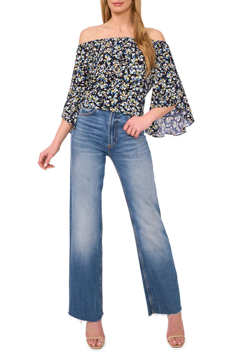 Vince Camuto Off the Shoulder Flutter Sleeve Top, Alternate, color, Classic Navy