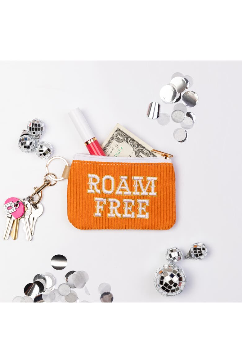 Roam Free Corduroy Zip Wallet Polyester Orange, Alternate, color, Orange