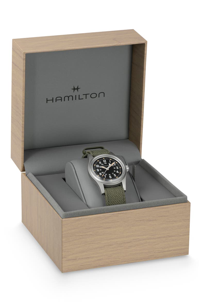 Khaki Field Mechanical Power Reserve Watch Set, 36mm, Alternate, color, BLACK DIAL STAINLESS STEEL