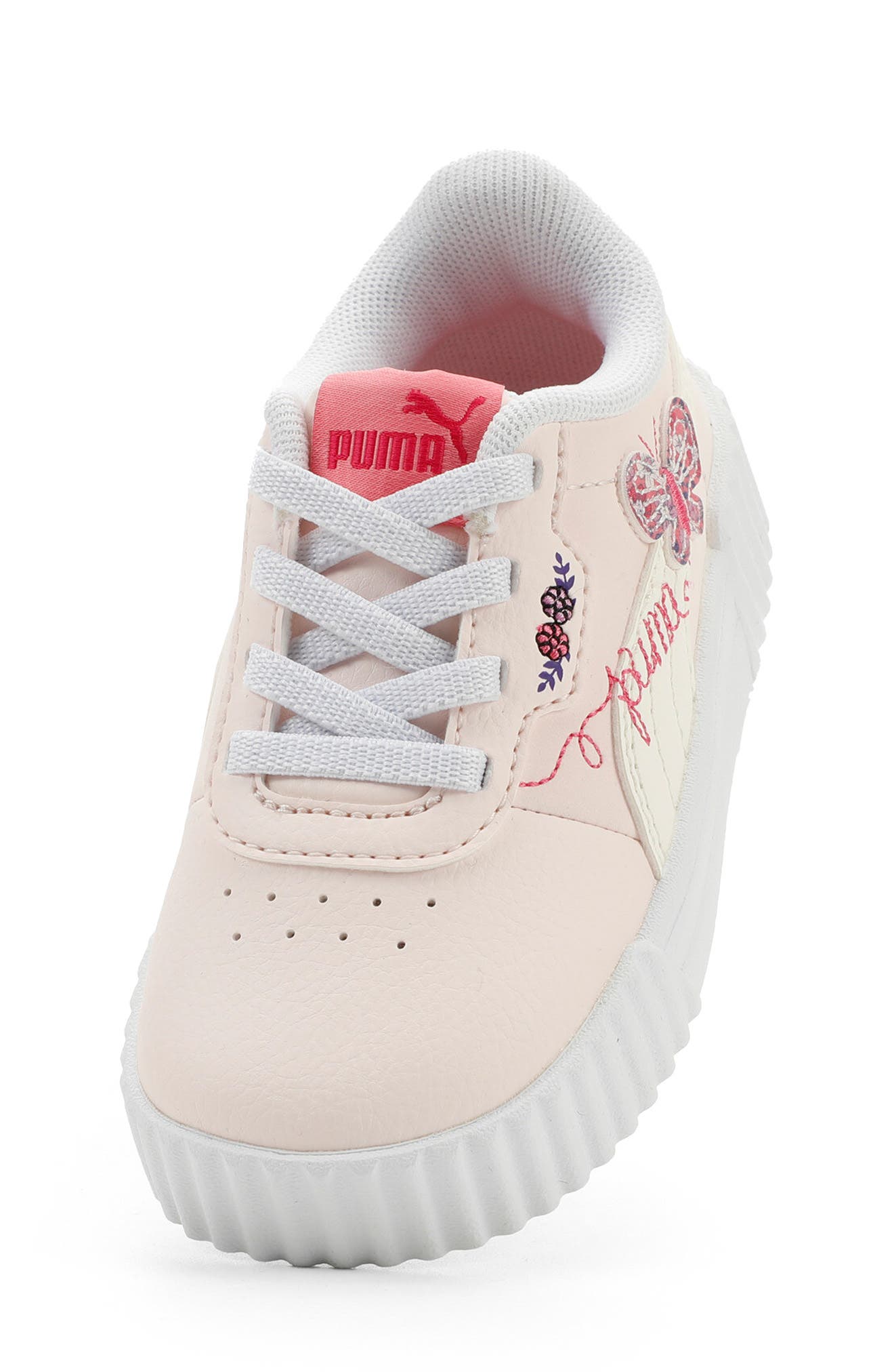 PUMA Kids' Carina 3.0 Crafty Butterfly Low Top Sneaker, Alternate, color, Jasmine Flower/ White/ Rose