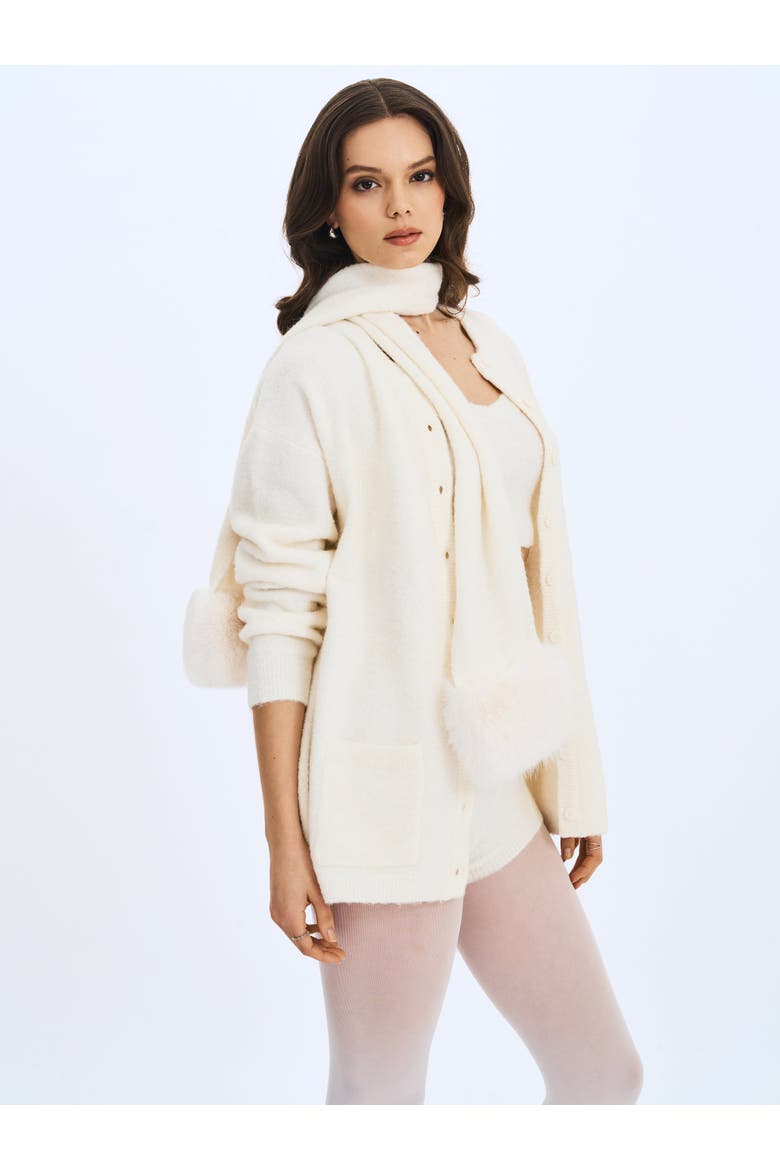 Orla Wool-Blend Ribbed Knit Cardigan, Alternate, color, White