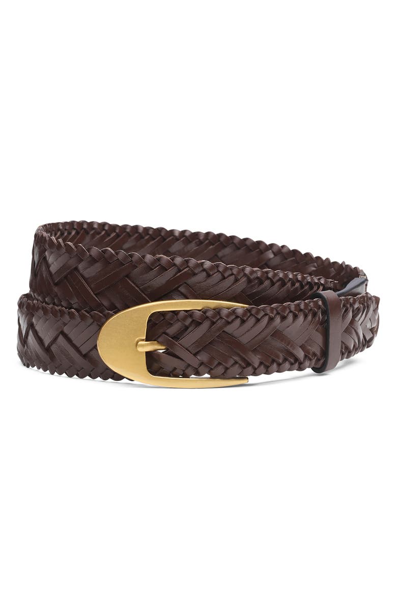 rag & bone Gemma Woven Leather Belt, Main, color, Dark Espresso