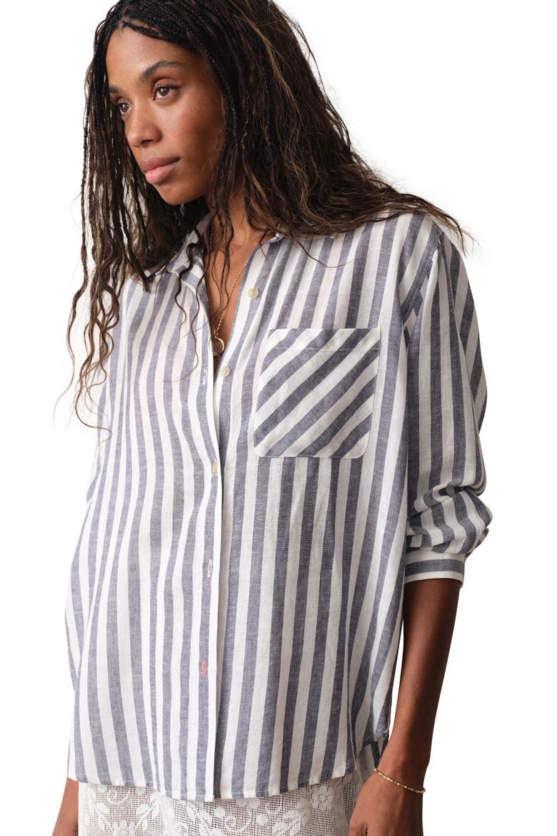 Jane Relaxed Stripe Shirt, Alternate, color, NAVY AND WHITE STRIPE