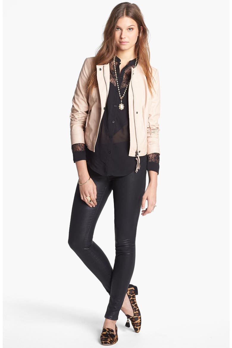 'The Skinny' Coated Stretch Jeans, Alternate, color, BLACK