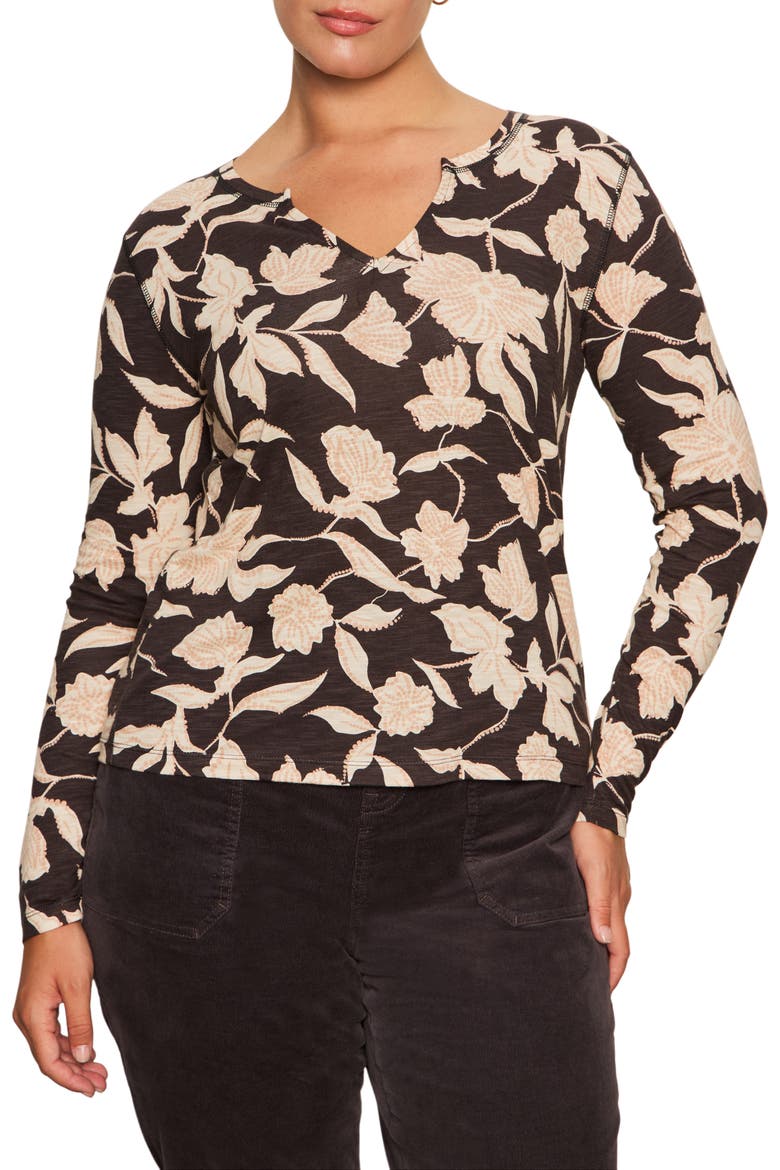 Perfect Notch Print Long Sleeve T-Shirt, Main, color, SEMISWEET