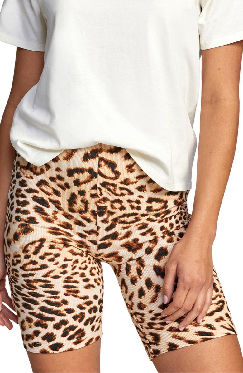 RVCA Push It Leopard Bike Shorts, Main, color, 