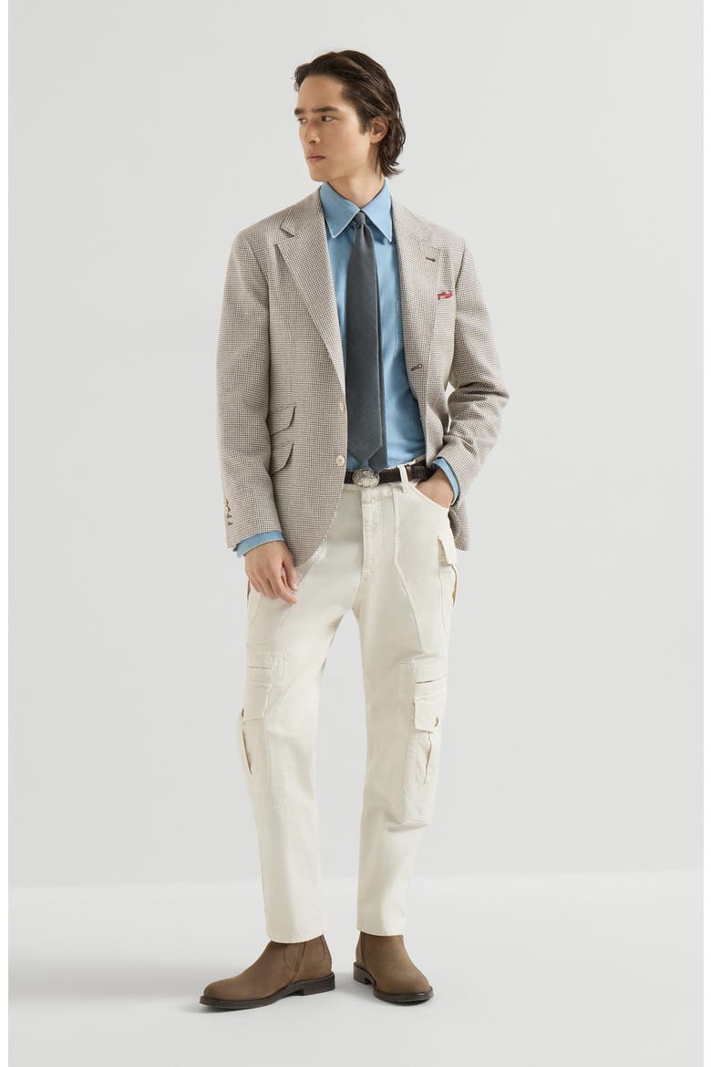 Wool, alpaca and silk houndstooth deconstructed Cavallo blazer, Alternate, color, Stone Grey