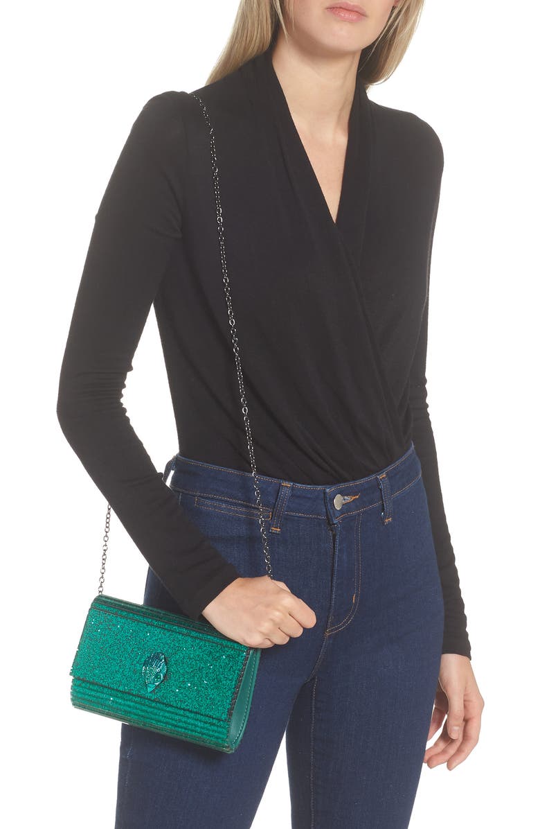 Kurt Geiger London Party Eagle Glitter Drench Clutch, Alternate, color,