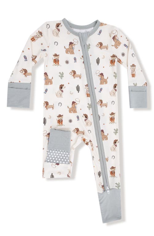 Angel Dear Cowboy Dogs Convertible Zip Romper In Multi