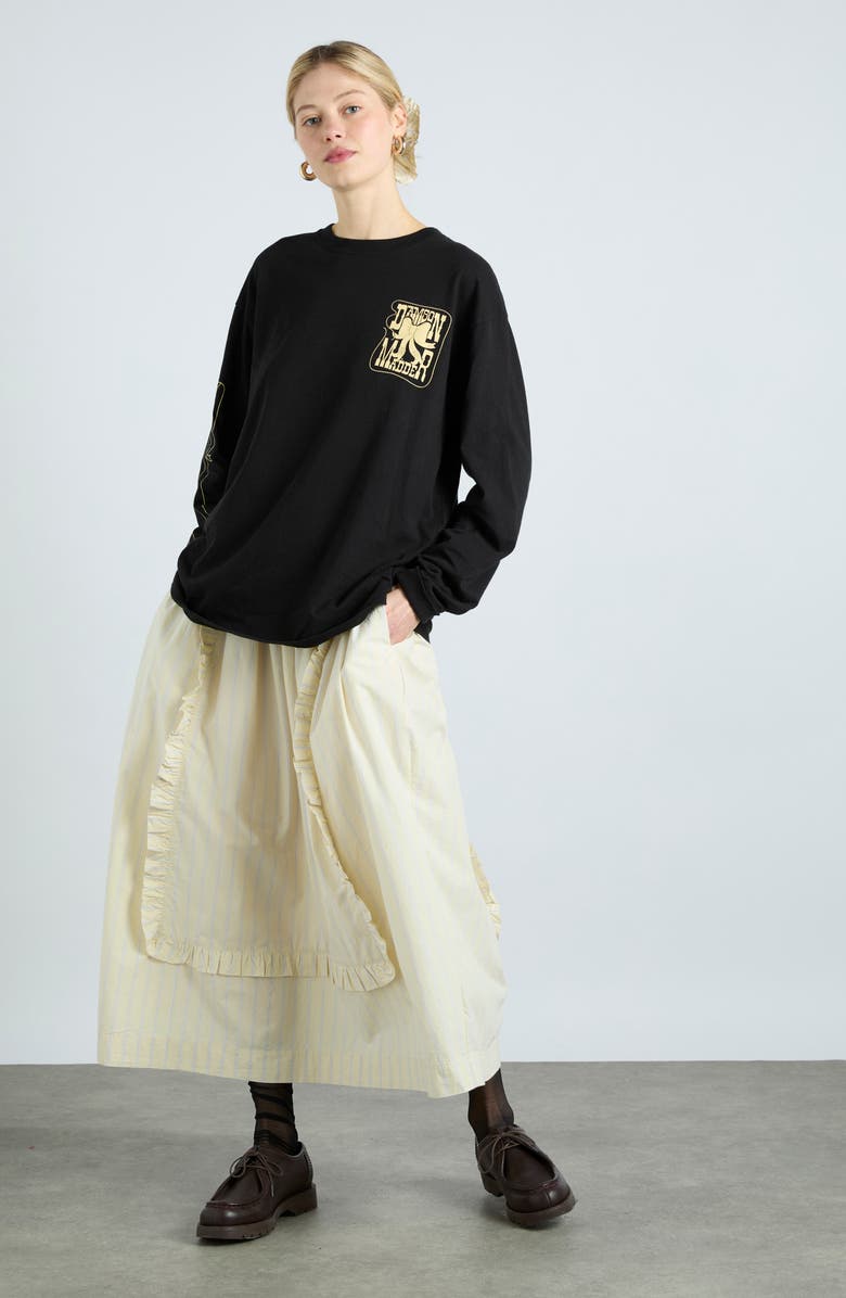 Damson Madder Cow Bow Long Sleeve Organic Cotton Graphic T-Shirt, Alternate, color, 