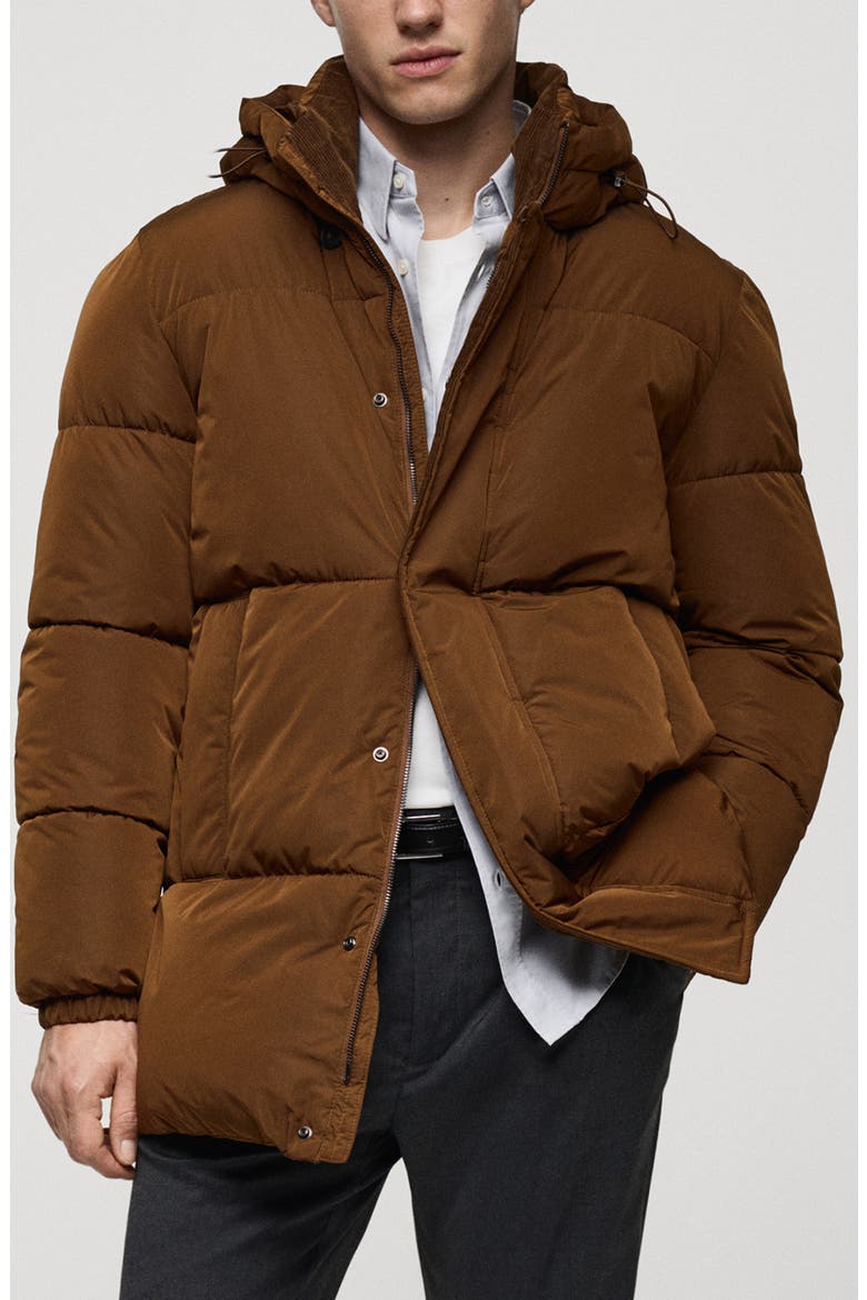 Quilted Water Repellent Hooded Jacket, Main, color, TOBACCO BROWN