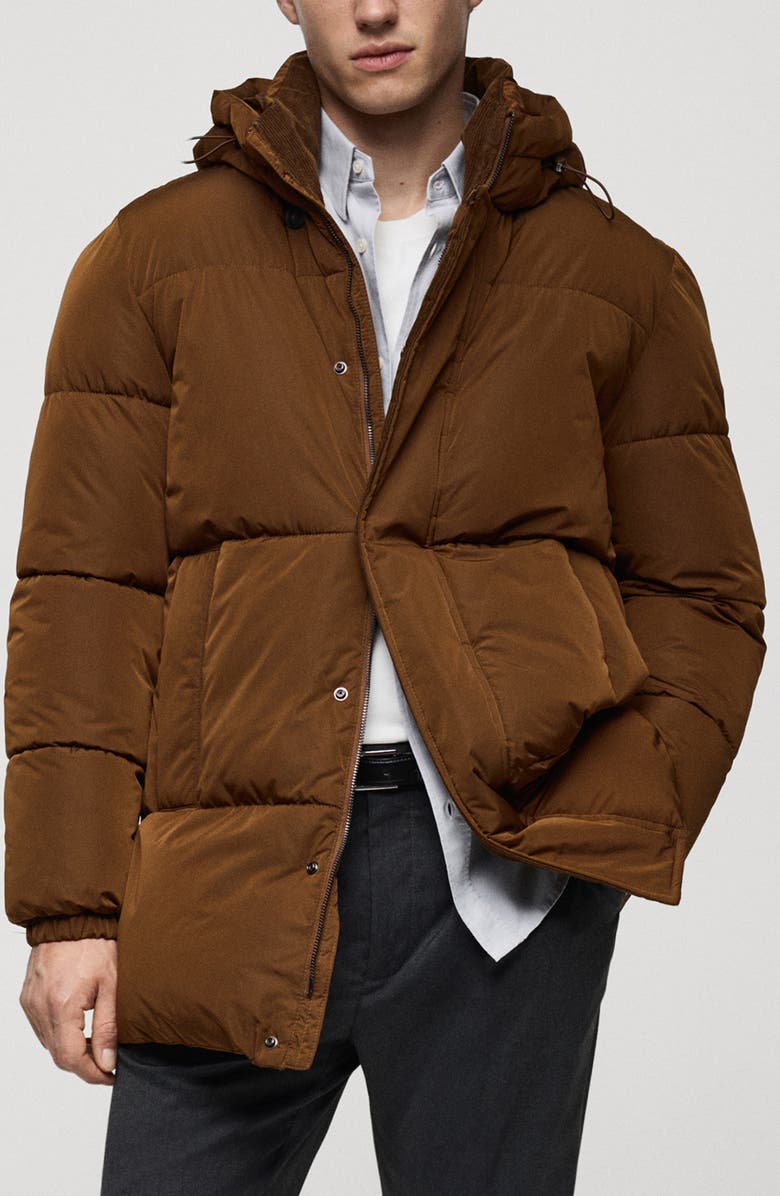 MANGO Quilted Water Repellent Hooded Jacket, Main, color,