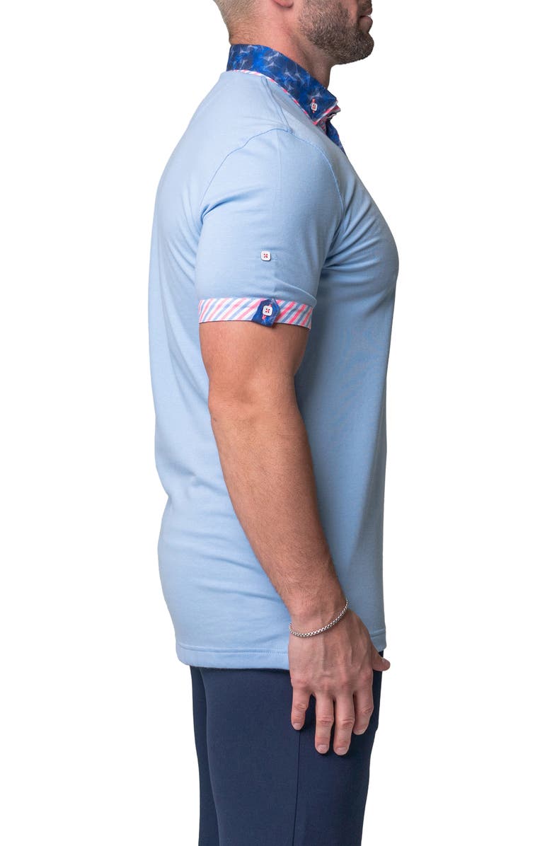 Maceoo Mozart Solide Waveslight Jersey Button-Down Polo, Alternate, color, Blue