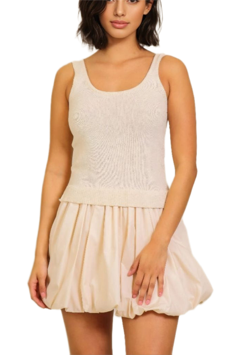 Knit and Lounge Knit Woven Bubble Hem Mini Dress, Main, color, 