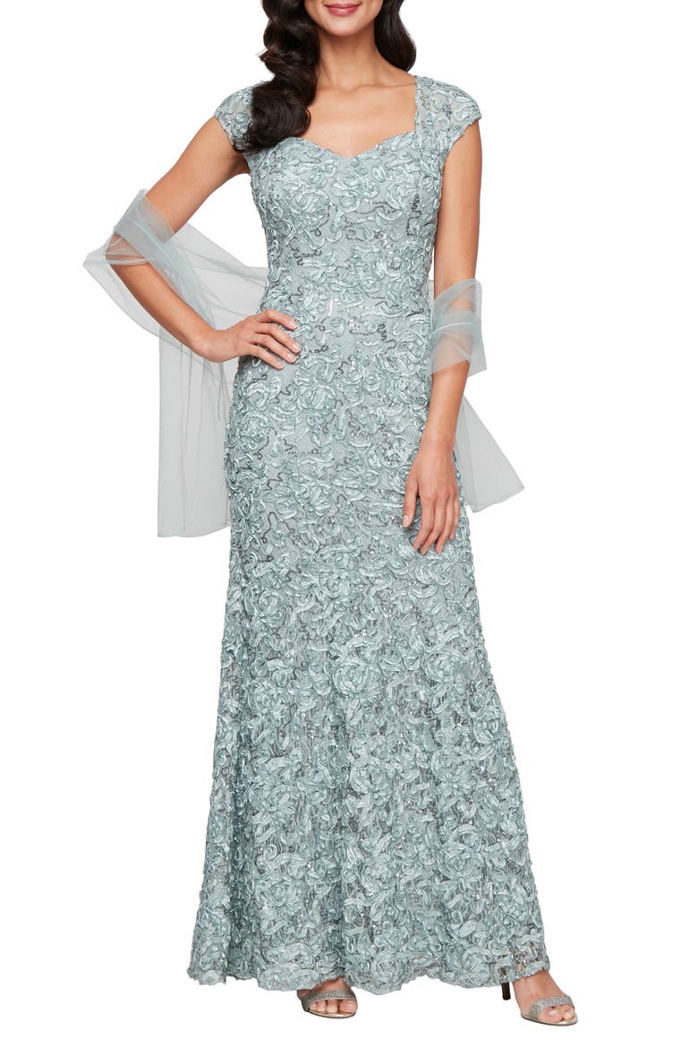 Soutache Sequin Lace A-Line Gown with Wrap video