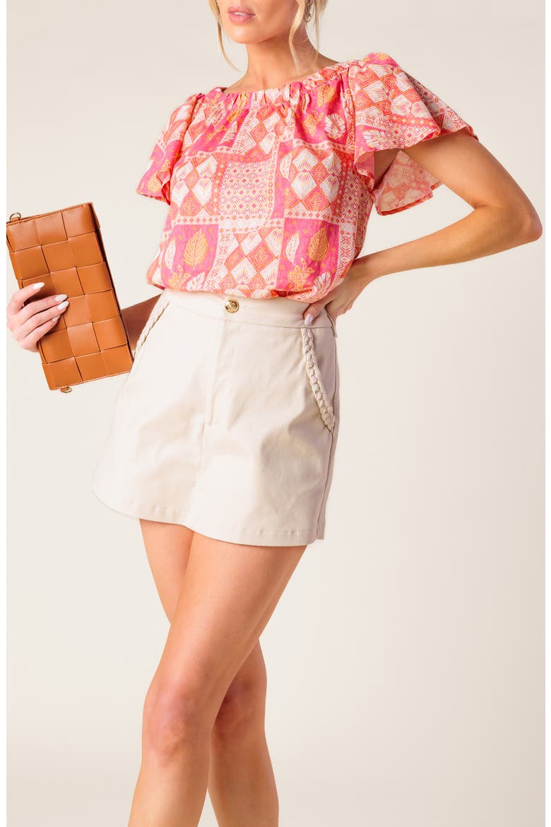 Cotton Woven Top, Alternate, color, PINK/ ORANGE
