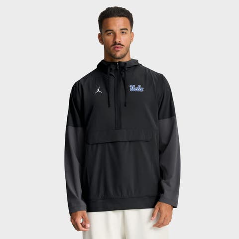 Men's Nike Black UCLA Bruins Anorak Half-Zip Hoodie Jacket