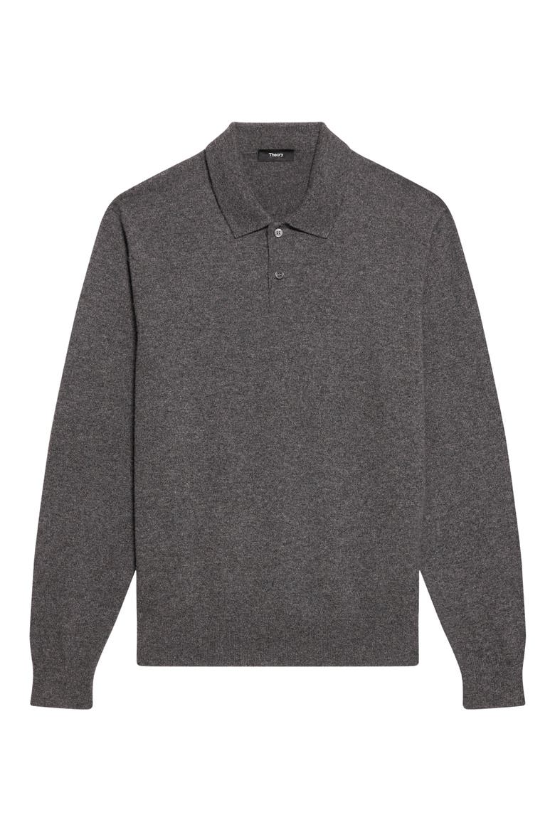 Goris Cashmere Polo Sweater, Alternate, color, CHARCOAL MELANGE