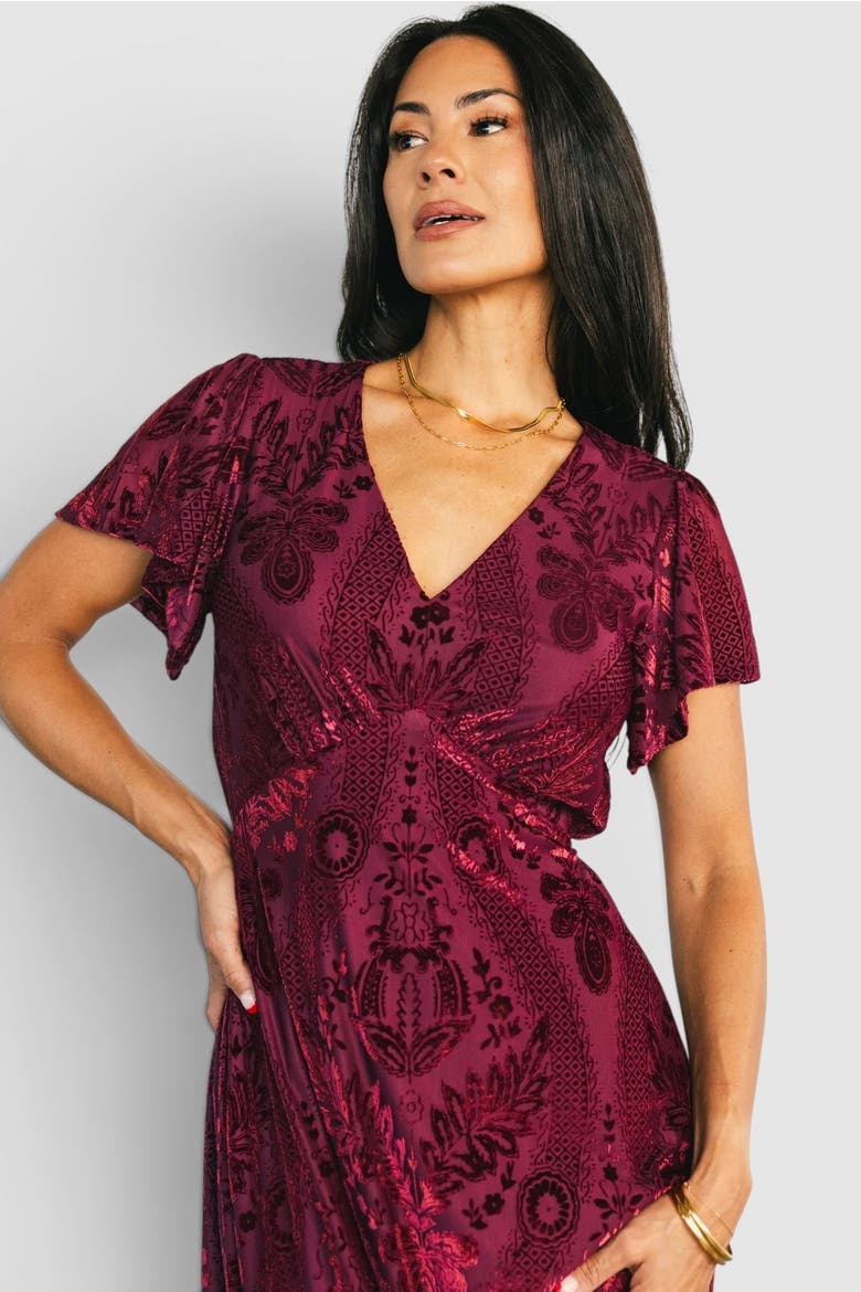 Kimberly Velvet Maxi Dress, Alternate, color, Wine
