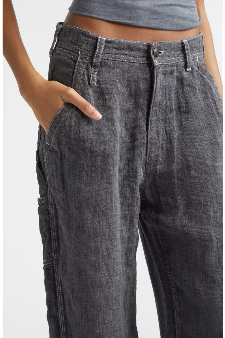 Linen & Cotton Carpenter Pants, Alternate, color, CHARCOAL GREY LINEN