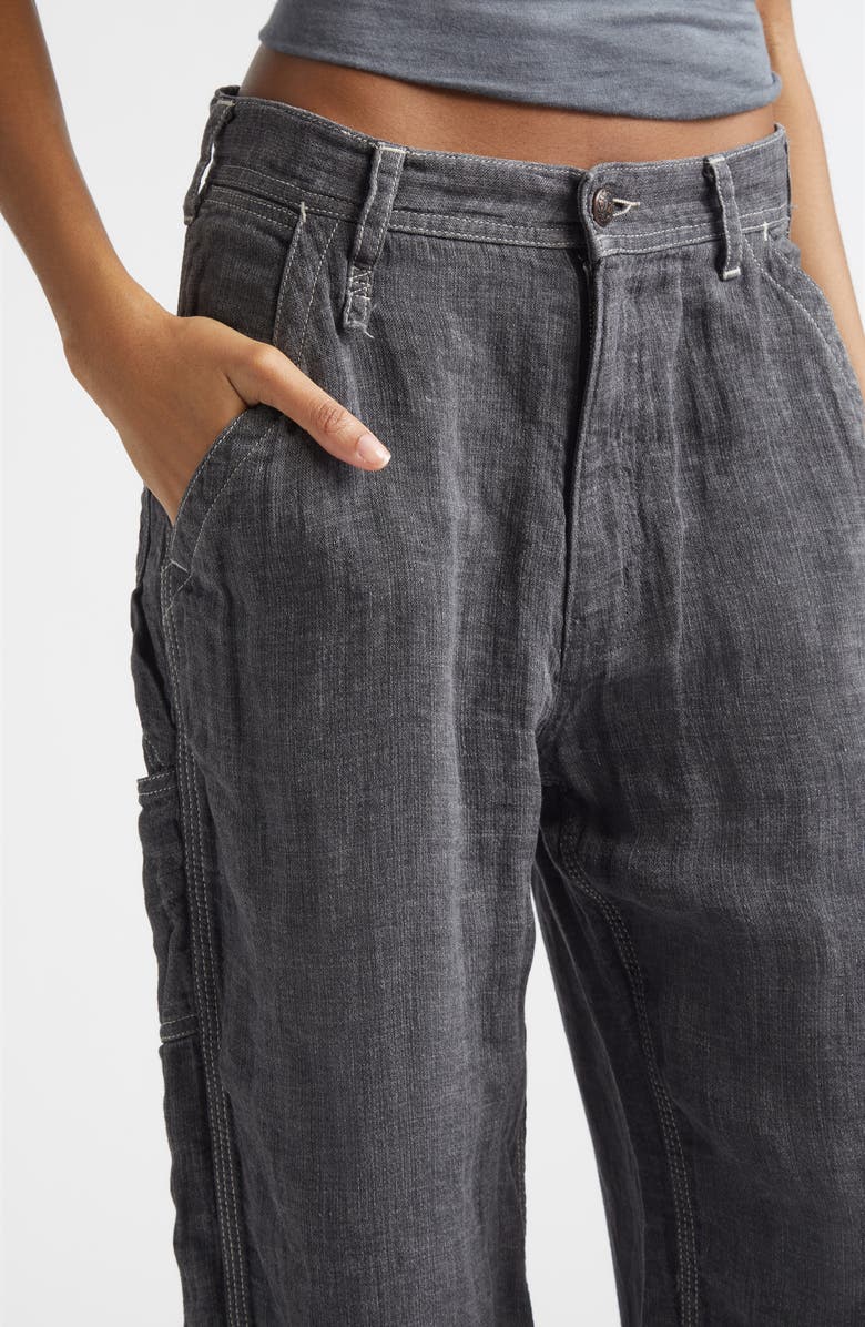 R13 Linen & Cotton Carpenter Pants, Alternate, color, Charcoal Grey Linen