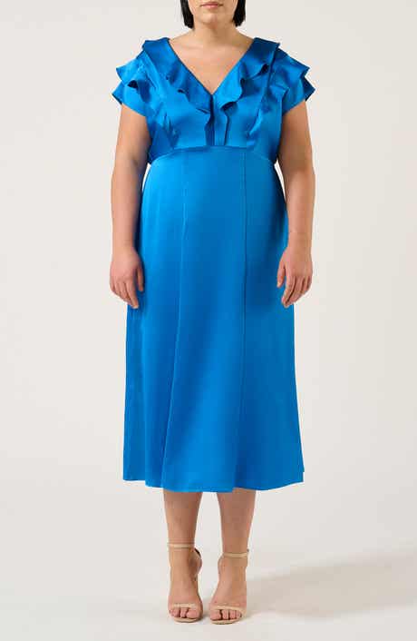 Estelle Poseidon Ruffle Trim Cocktail Dress