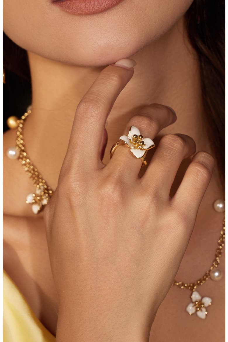 Iris Blossom Ring, Alternate, color, White & Gold