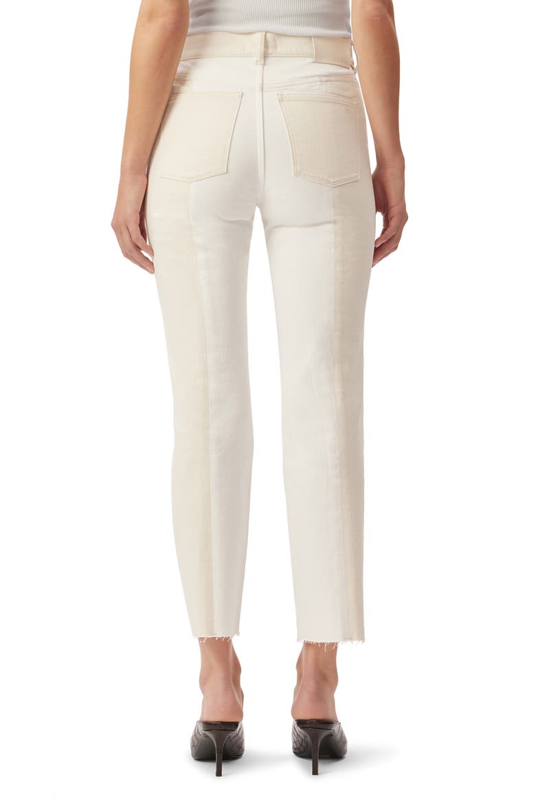 Patti Frayed High Waist Ankle Straight Leg Jeans, Alternate, color, ECRU BLOCKED