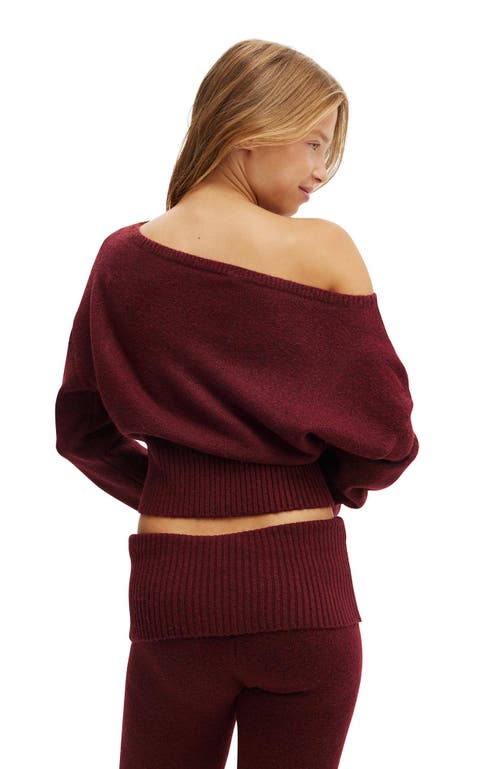 Cotton On Body Off The Shoulder Fluffy Knit Jumper In Red