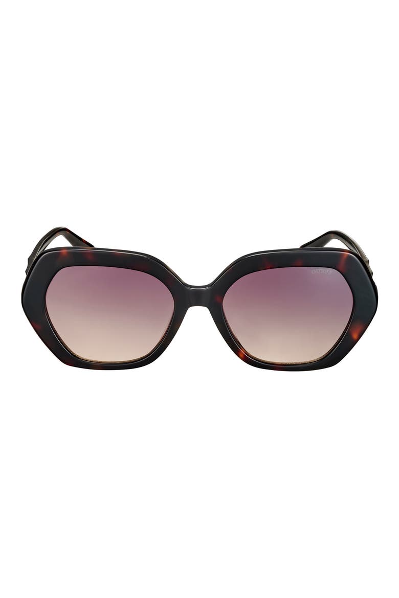 55mm Gradient Round Sunglasses, Main, color, DARK HAVANA / GRADIENT GREEN