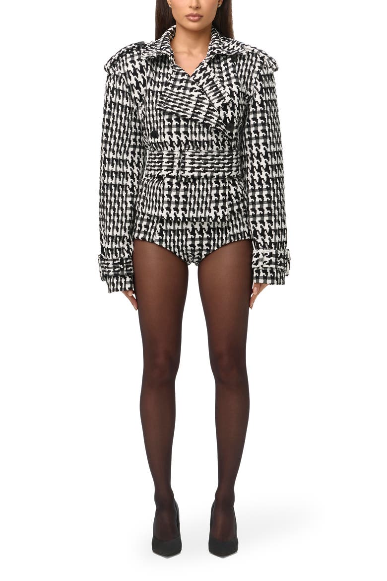 Houndstooth Shorts, Alternate, color, BLACK/ WHITE