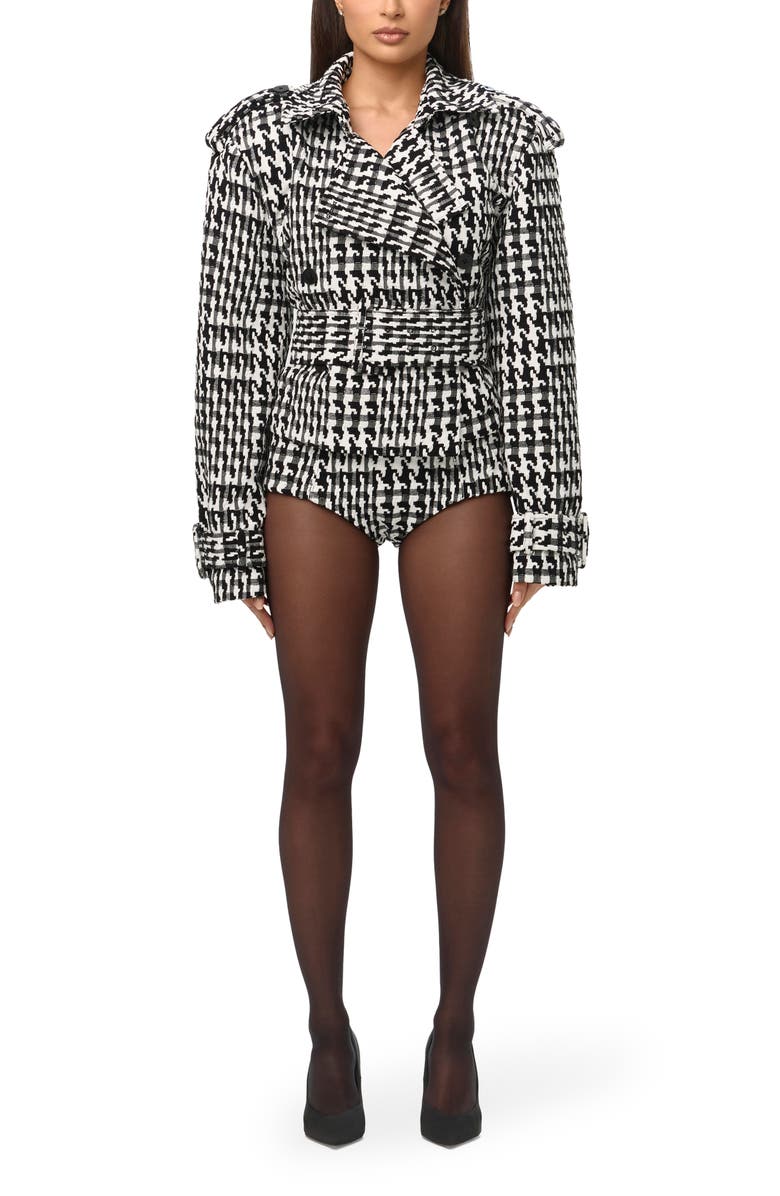 Naked Wardrobe Houndstooth Shorts, Alternate, color, Black/ White