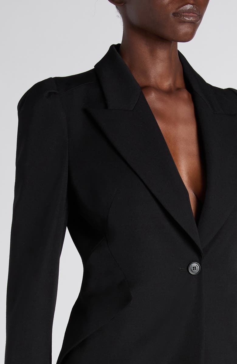 McQueen Puff Shoulder Wool Grain de Poudre Blazer, Alternate, color, Black