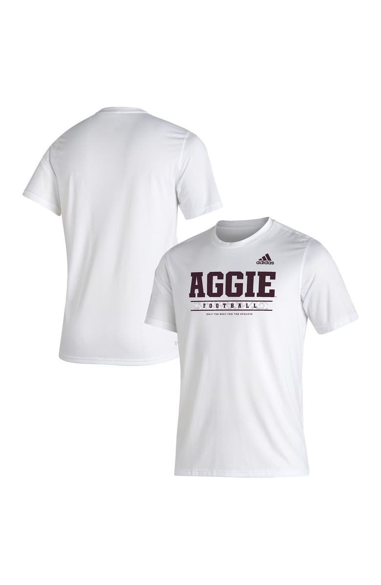 adidas Men's adidas White Texas A&M Aggies Sideline Football Locker Practice Creator AEROREADY T-Shirt, Main, color, 