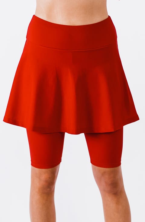 Midi Swim Skort With Bike Shorts