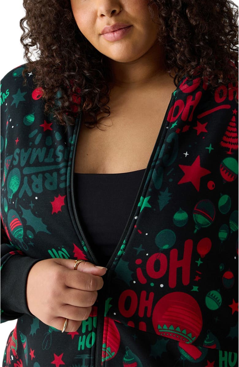 Fabletics Women's Cozy Fleece Hooded Jumpsuit, Alternate, color, Hohoholiday