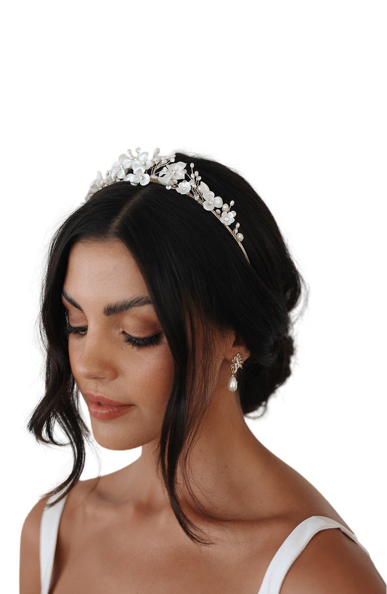Untamed Petals Josephine Crystal Tiara, Alternate, color, Gold