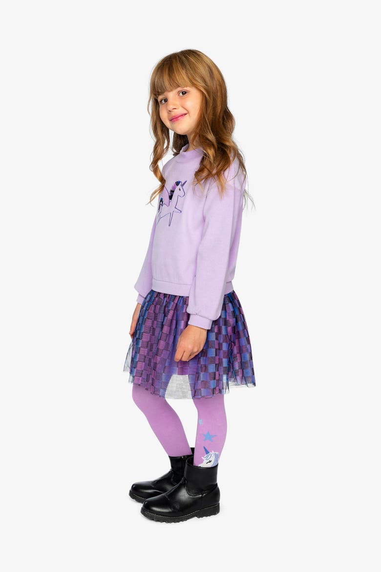 Brushed Jersey Mesh Skirt Bi-Material Dress, Alternate, color, Violet
