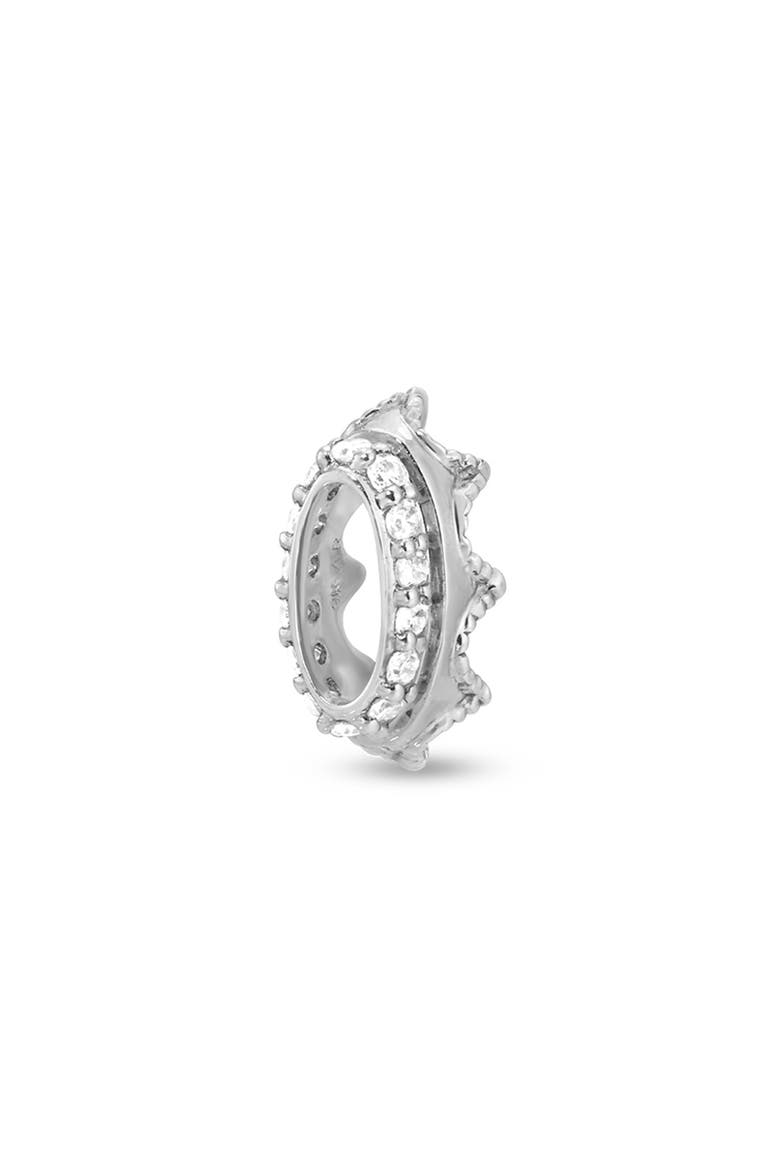 Pavé Diamond Crown Mini Bead Charm, Alternate, color, SILVER