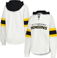 G-III 4HER BY CARL BANKS Women's G-III 4Her by Carl Banks White/Black Pittsburgh Penguins Goal Zone Long Sleeve Lace-Up Hoodie T-Shirt