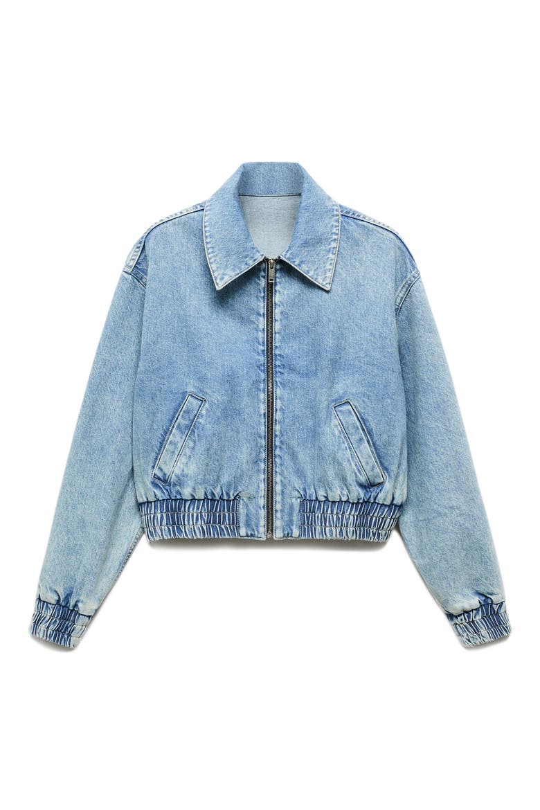 Crop Denim Bomber Jacket, Alternate, color, MEDIUM VINTAGE BLUE