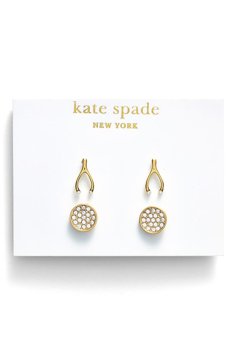 'north court' wishbone & disc stud earrings, Alternate, color, GOLD- WISHBONE