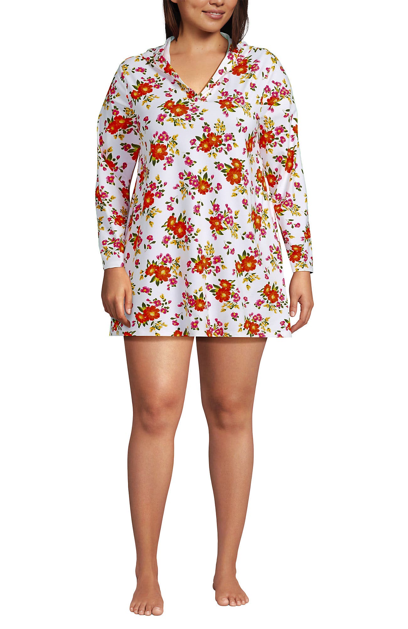 Plus Size SunShade UPF 50 Hooded Mini Swim Swim Cover-Up Dress - image 5
