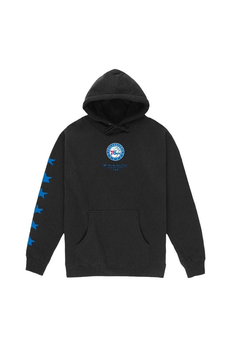 Unisex Bleacher Report x Mitchell & Ness Black Philadelphia 76ers World Tour Pullover Hoodie, Alternate, color, Black