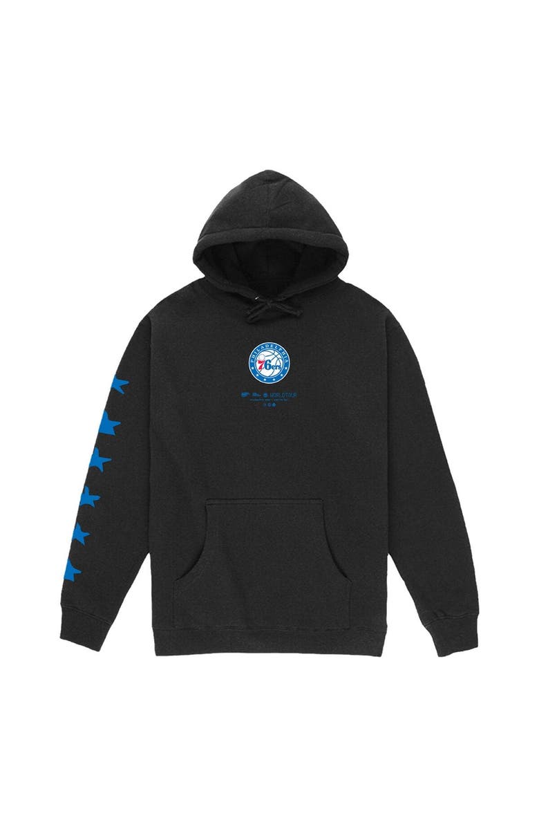 BLEACHER REPORT Unisex Bleacher Report x Mitchell & Ness Black Philadelphia 76ers World Tour Pullover Hoodie, Alternate, color, Black