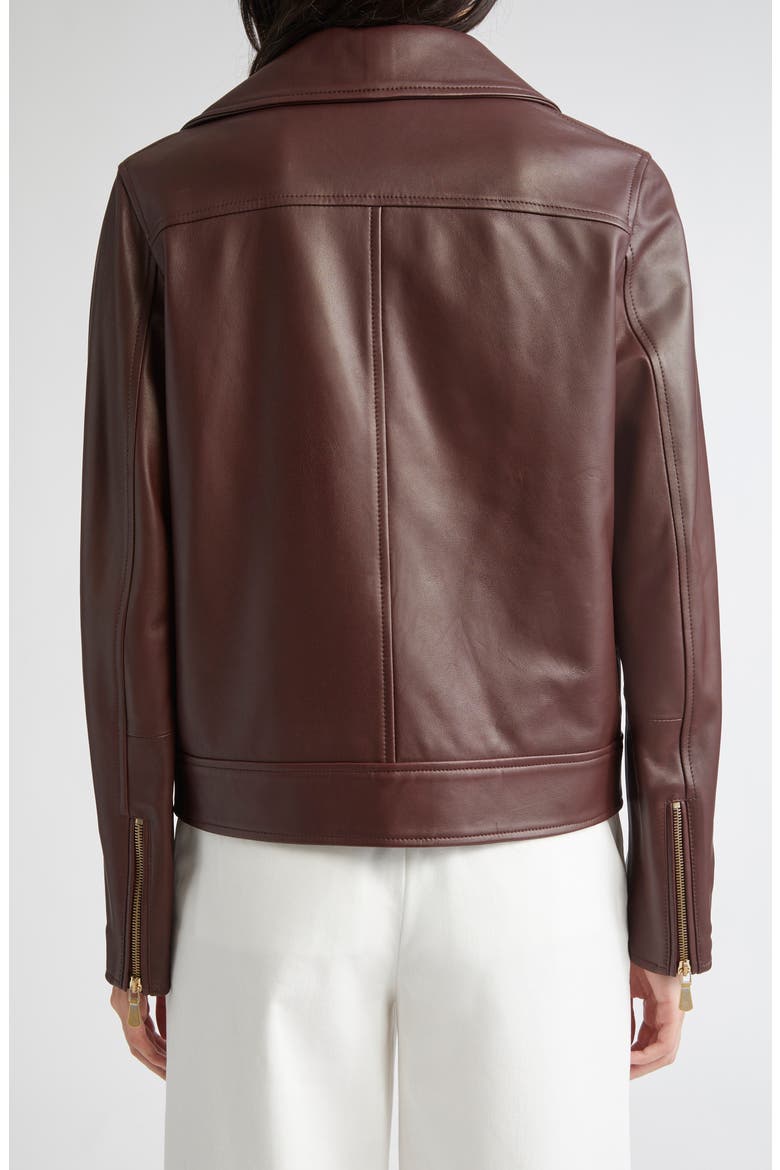 Leather Moto Jacket, Alternate, color, 167 BORDEAUX