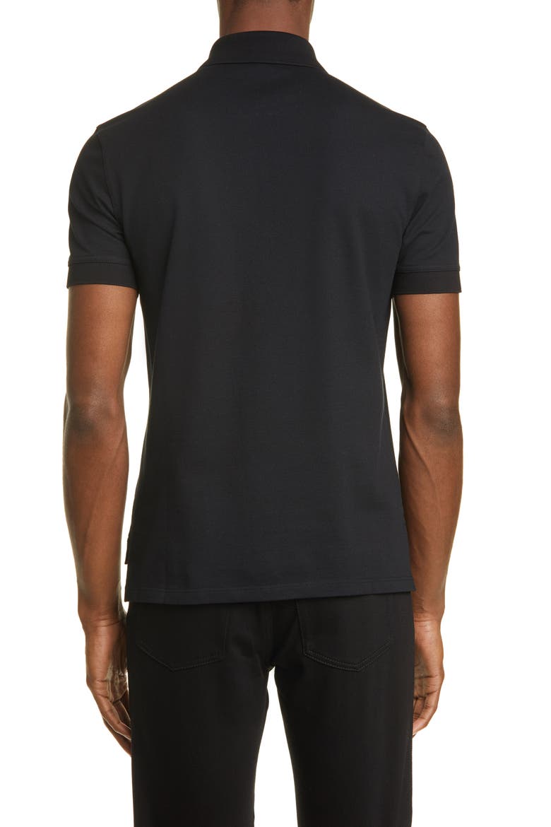 Address Slim Fit Black Short Sleeve Zip Polo, Alternate, color, BLACK